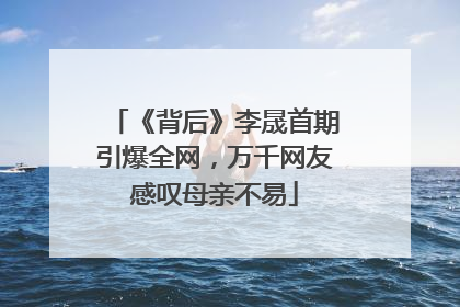 《背后》李晟首期引爆全网，万千网友感叹母亲不易