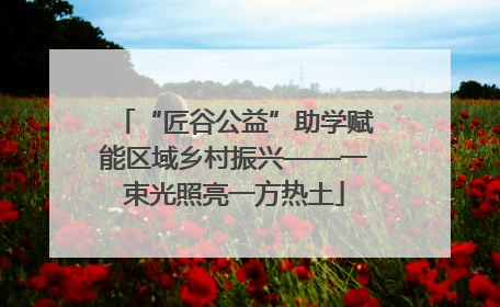 “匠谷公益”助学赋能区域乡村振兴——一束光照亮一方热土