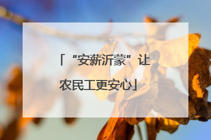“安薪沂蒙”让农民工更安心