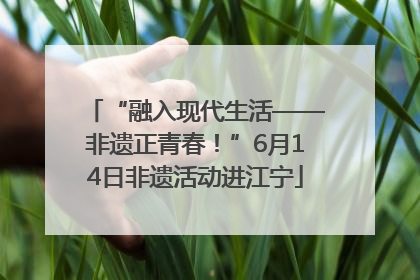 “融入现代生活——非遗正青春！”6月14日非遗活动进江宁