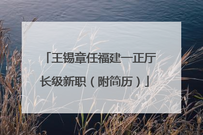 王锡章任福建一正厅长级新职（附简历）