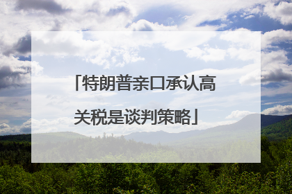 特朗普亲口承认高关税是谈判策略