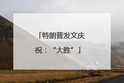 特朗普发文庆祝：“大胜”