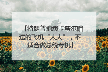 特朗普抱怨卡塔尔赠送的飞机“太大”，不适合做总统专机