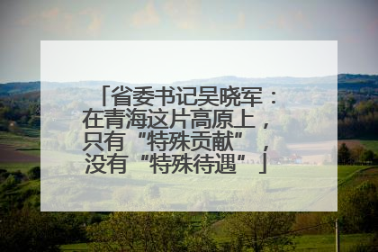 省委书记吴晓军：在青海这片高原上，只有“特殊贡献”，没有“特殊待遇”