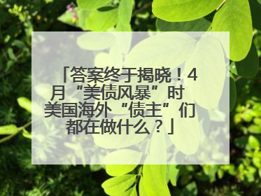 答案终于揭晓！4月“美债风暴”时 美国海外“债主”们都在做什么？