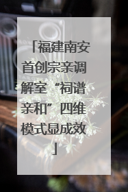 福建南安首创宗亲调解室“祠谱亲和”四维模式显成效