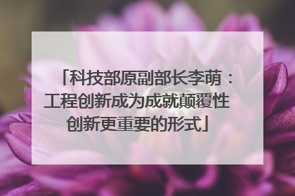 科技部原副部长李萌：工程创新成为成就颠覆性创新更重要的形式