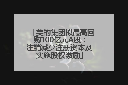 美的集团拟最高回购100亿元A股：注销减少注册资本及实施股权激励