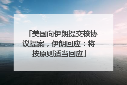美国向伊朗提交核协议提案，伊朗回应：将按原则适当回应