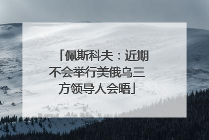 佩斯科夫：近期不会举行美俄乌三方领导人会晤