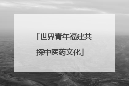 世界青年福建共探中医药文化