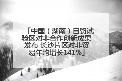 中国（湖南）自贸试验区对非合作创新成果发布 长沙片区对非贸易年均增长141%
