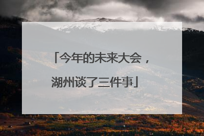 今年的未来大会，湖州谈了三件事