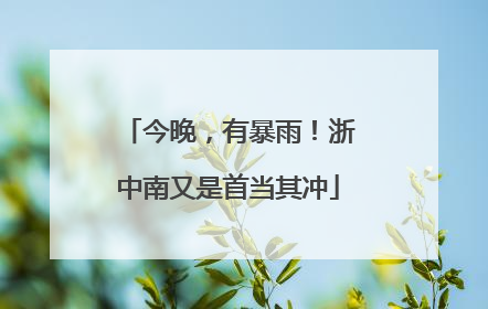 今晚，有暴雨！浙中南又是首当其冲