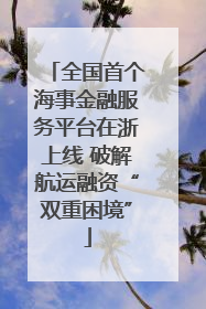全国首个海事金融服务平台在浙上线 破解航运融资“双重困境”