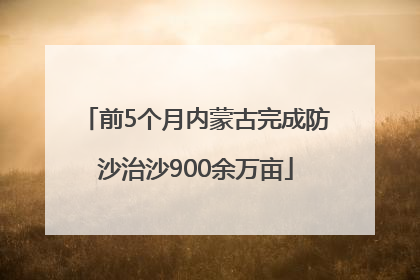 前5个月内蒙古完成防沙治沙900余万亩