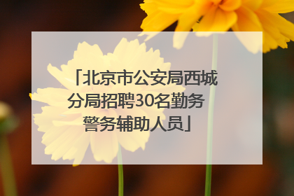 北京市公安局西城分局招聘30名勤务警务辅助人员