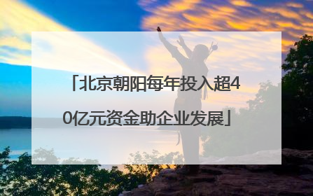 北京朝阳每年投入超40亿元资金助企业发展