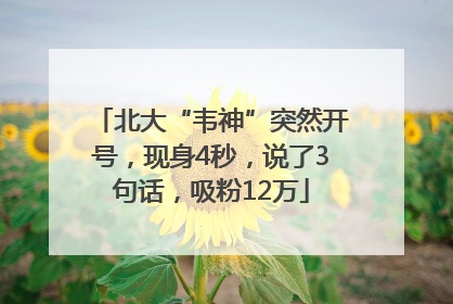 北大“韦神”突然开号，现身4秒，说了3句话，吸粉12万