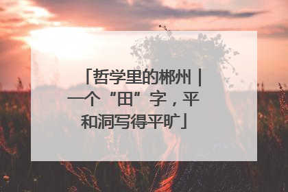 哲学里的郴州｜一个“田”字，平和洞写得平旷