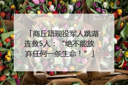 商丘籍现役军人跳湖连救5人：“绝不能放弃任何一条生命！”