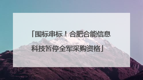 围标串标！合肥合能信息科技暂停全军采购资格