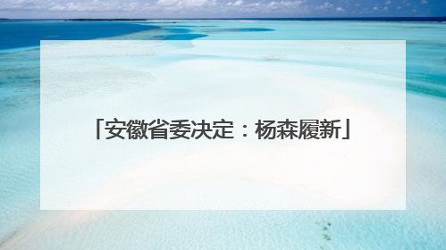 安徽省委决定：杨森履新