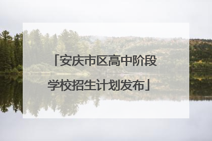 安庆市区高中阶段学校招生计划发布