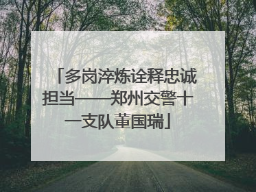 多岗淬炼诠释忠诚担当——郑州交警十一支队董国瑞