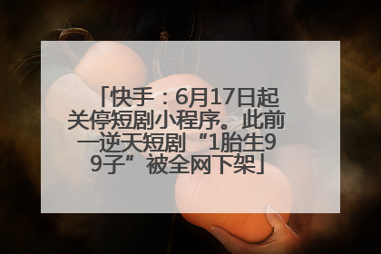 快手：6月17日起关停短剧小程序。此前一逆天短剧“1胎生99子”被全网下架