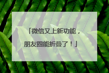 微信又上新功能，朋友圈能折叠了！