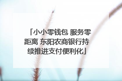 小小零钱包 服务零距离 东阳农商银行持续推进支付便利化