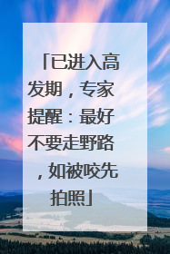 已进入高发期，专家提醒：最好不要走野路，如被咬先拍照