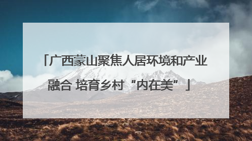 广西蒙山聚焦人居环境和产业融合 培育乡村“内在美”