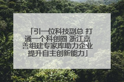 引一位科技副总 打通一个科创圈 浙江嘉善组建专家库助力企业提升自主创新能力