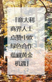 意大利商界人士点赞中欧绿色合作蕴藏黄金机遇