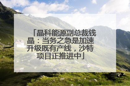 晶科能源副总裁钱晶：当务之急是加速升级既有产线，沙特项目正推进中