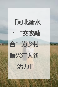 河北衡水：“交农融合”为乡村振兴注入新活力