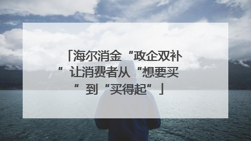 海尔消金“政企双补”让消费者从“想要买”到“买得起”