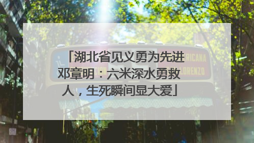 湖北省见义勇为先进邓章明：六米深水勇救人，生死瞬间显大爱