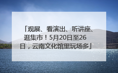 观展、看演出、听讲座、逛集市！5月20日至26日，云南文化馆里玩场多