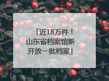 近18万件！山东省档案馆新开放一批档案