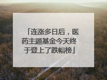 连涨多日后，医药主题基金今天终于登上了跌幅榜