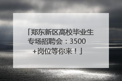 郑东新区高校毕业生专场招聘会：3500+岗位等你来！