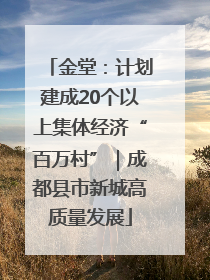 金堂：计划建成20个以上集体经济“百万村”｜成都县市新城高质量发展