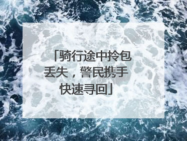 骑行途中拎包丢失，警民携手快速寻回