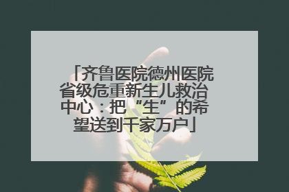 齐鲁医院德州医院省级危重新生儿救治中心：把“生”的希望送到千家万户