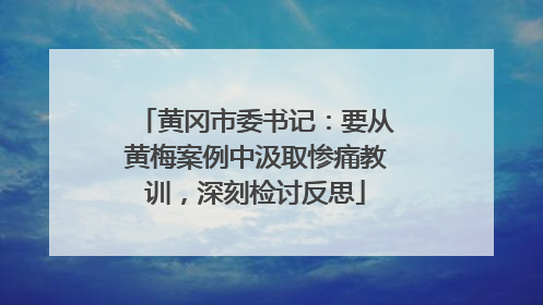 黄冈市委书记：要从黄梅案例中汲取惨痛教训，深刻检讨反思