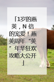 1岁的燕荚，N 倍的宠爱！燕荚周年“荚”年华狂欢攻略大公开